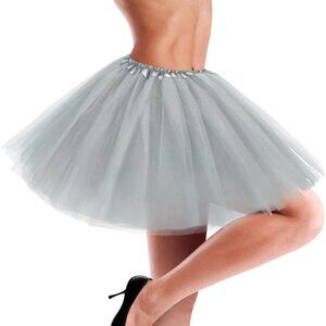 Women's Grey Adults 5 Layered Tulle Skirt Halloween Tutus Fluffy Skirts